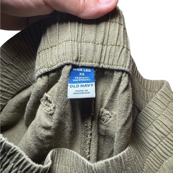 Old Navy Woman’s Wide Leg Comfort Stretch Khaki Green Linen Pant Size XS - Picture 8 of 9